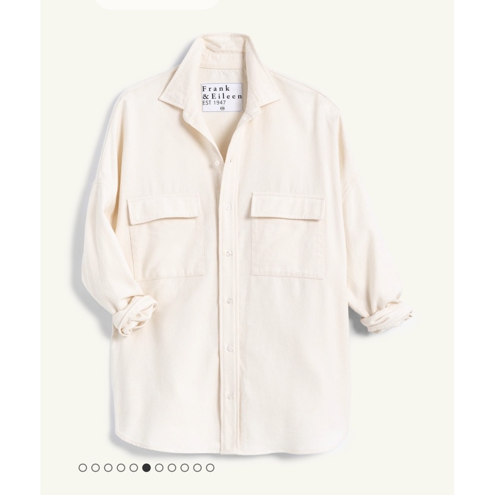 Frank & Eileen McLoughlin Oversized Vintage White Flannel Shirt Jacket M L - Picture 5 of 12
